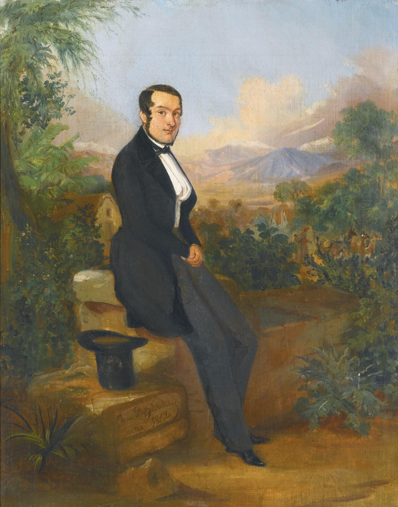 Johann Moritz Rugendas - German Portrait Of George Hellmann Before A Vista In Tacna, Peru