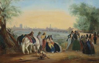 Johann Moritz Rugendas - The Paseo in the Alameda gardens, overlooking the Rimac and Lima