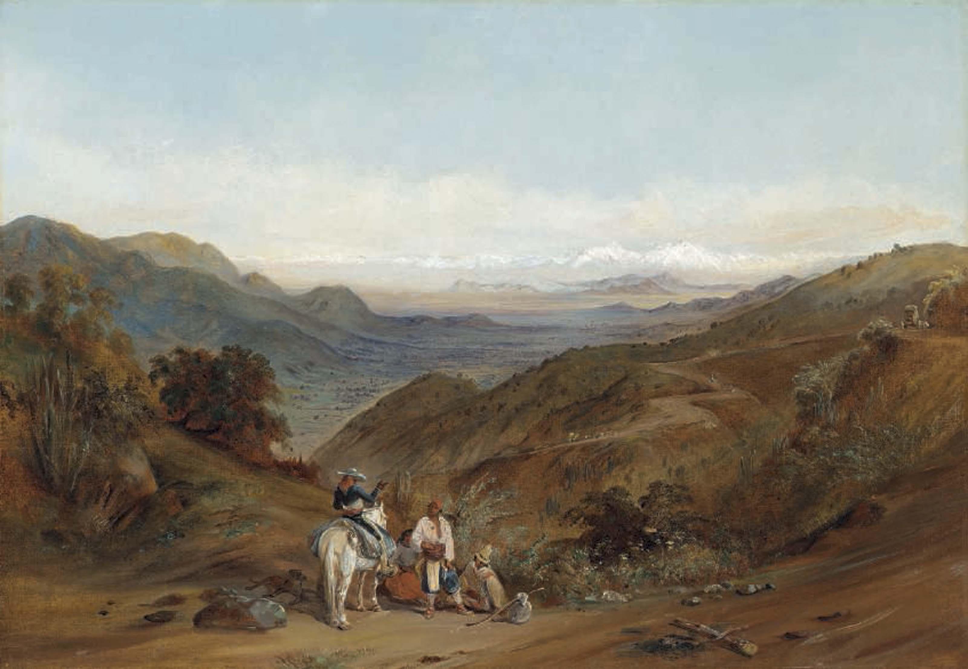 Johann Moritz Rugendas - The road between Santiago and Valpara  í  so from the Prado hillside