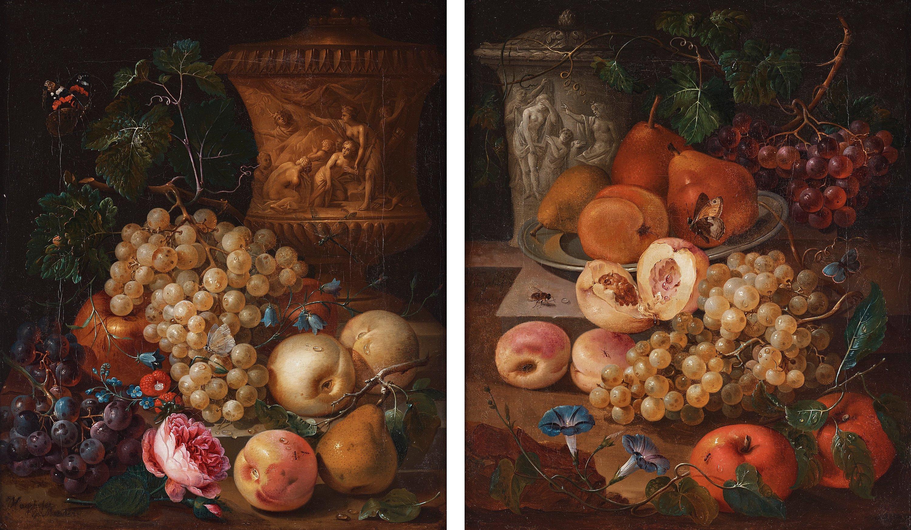 Johann Nepomuk Mayrhofer - Fruit Still life, a pair.