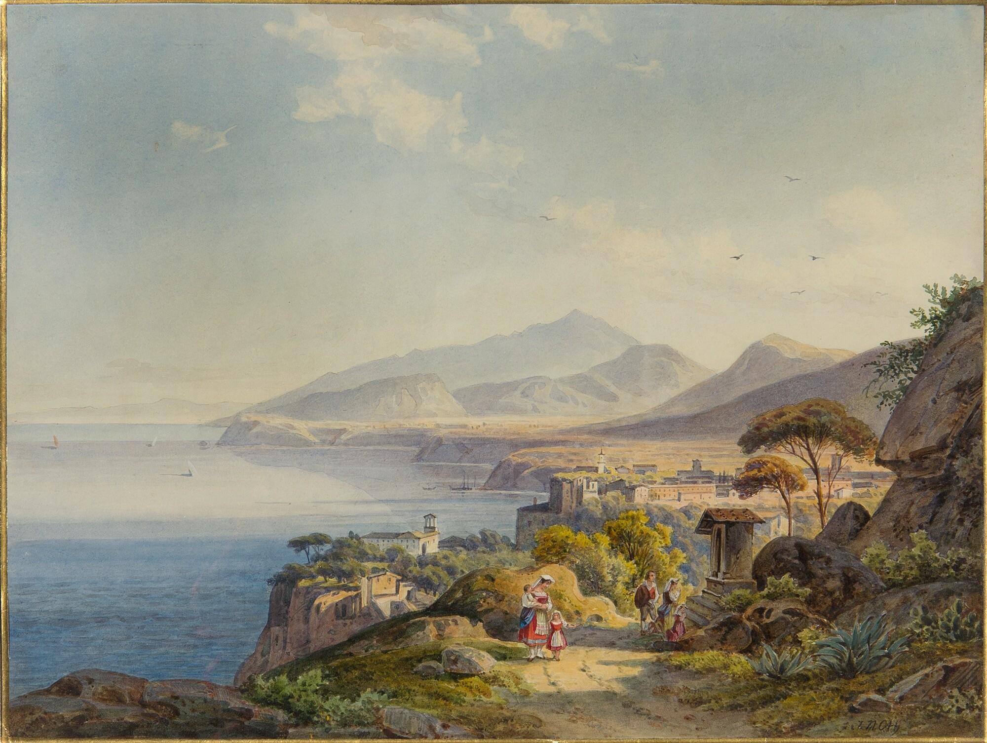 Johann Nepomuk Ott - Ansicht von Positano an der Amalfiküste.