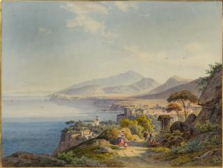 Johann Nepomuk Ott - Ansicht von Positano an der Amalfiküste.