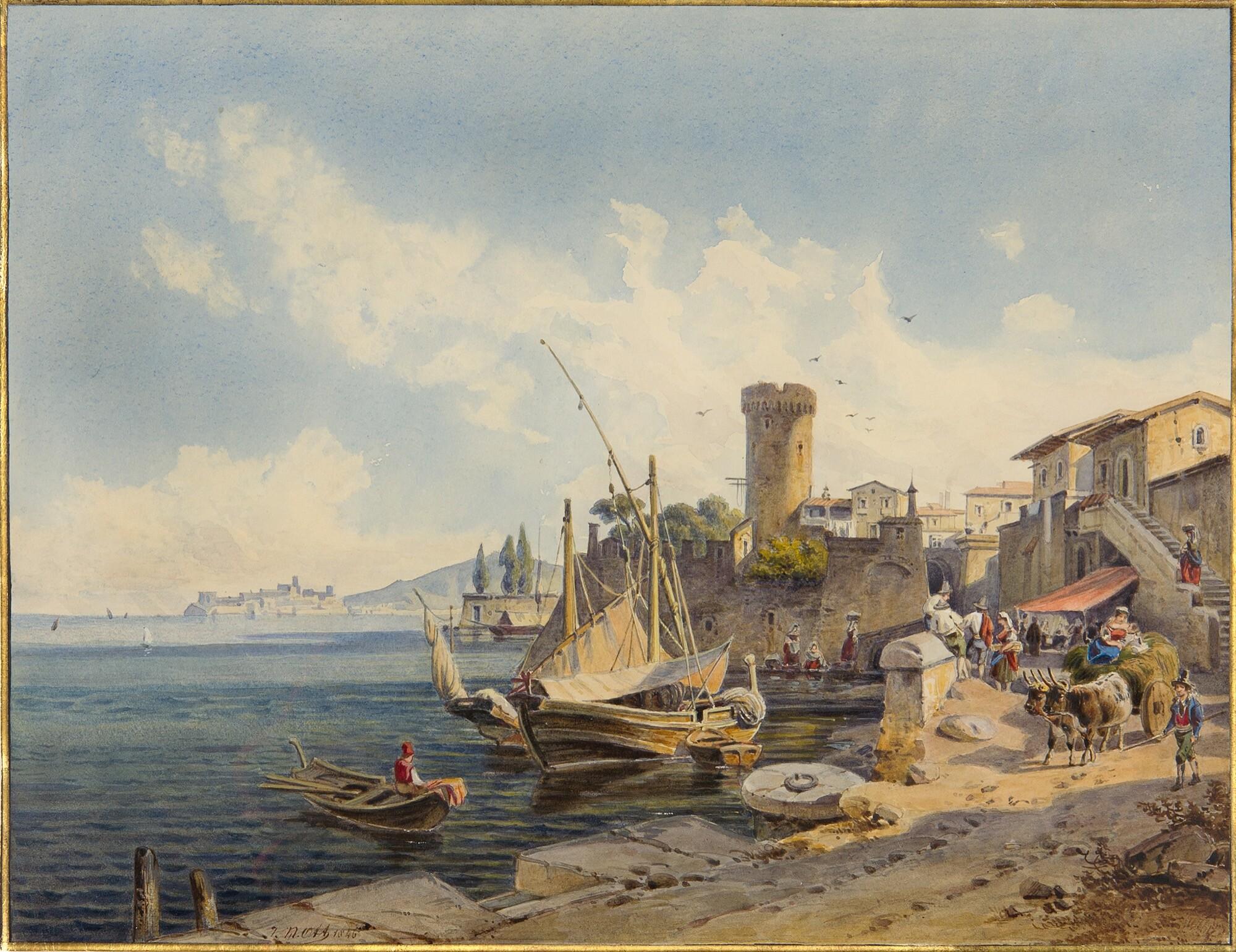 Johann Nepomuk Ott - Ansicht von Pozzuoli am Golf von Neapel.