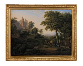Johann Nepomuk Schödlberger - An Arcadian landscape with a fortress, and An Arcadian landscape with a church (2)