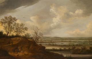 Johann Pietersz Schoeff - Weite Flusslandschaft mit Wanderern und Reiter