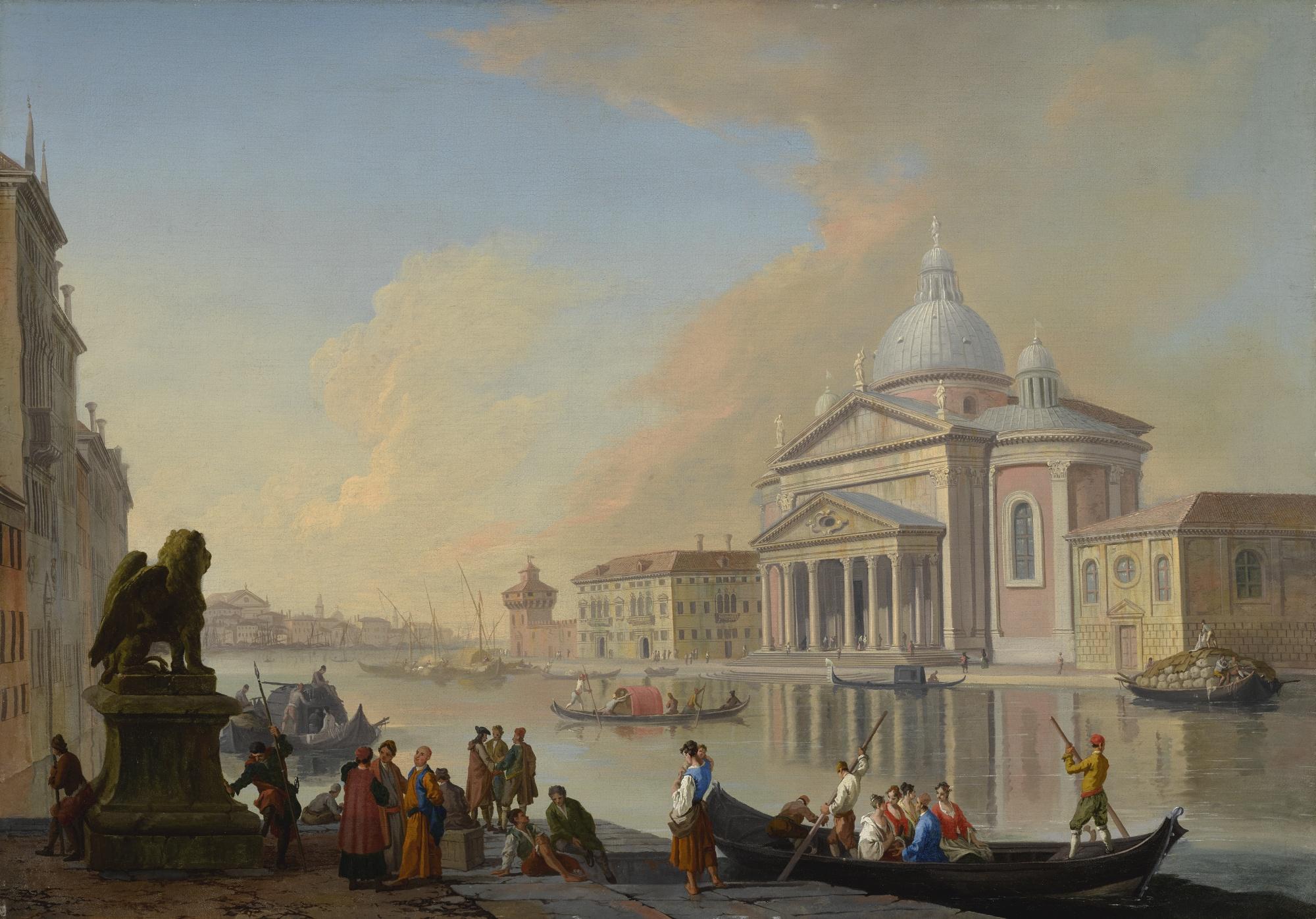 Johann Richter - Venice, A Capriccio View Of The Grand Canal Towards The Punta Della Dogana