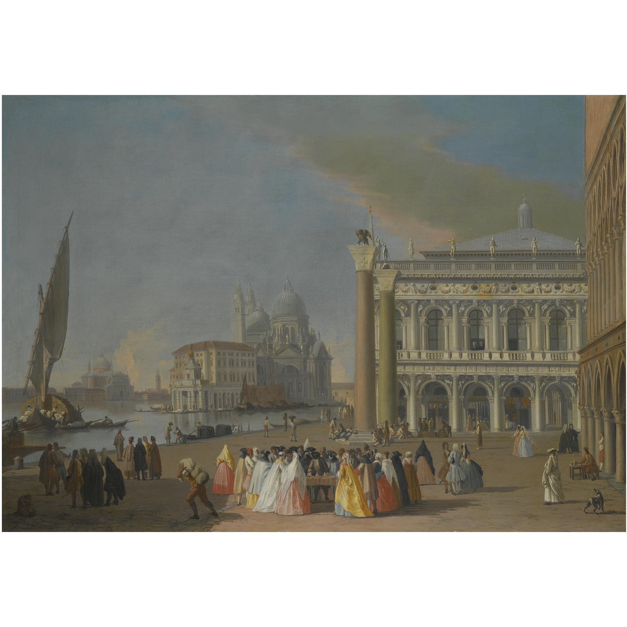 Johann Richter - Venice, A View Of The Molo, Looking West Towards Santa Maria Della Salute And The Palazzo Ducale To The Right