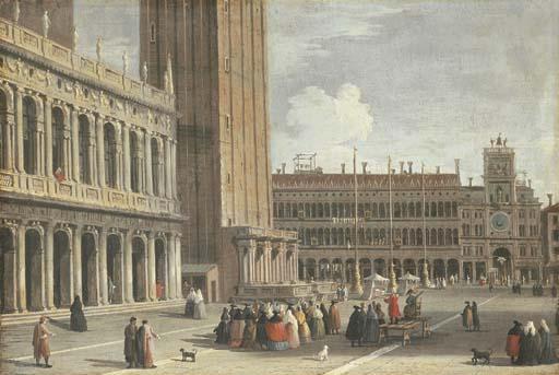 Johann Richter - Venice: the Piazza San Marco looking north from the Piazzetta towards the Torre del\'Orologio