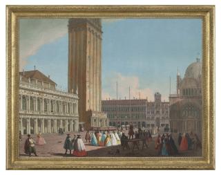 Johann Richter - Venice, the Piazzetta looking north-west towards the Campanile, with the Biblioteca, the Procuratie Vecchie and the Torre dell\'Orologio