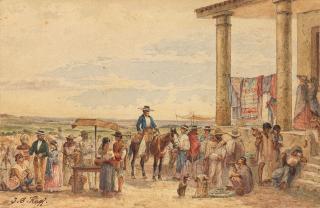 Johann-Salomon Hegi - A busy market scene near Huatusco Veracruz, Mexico