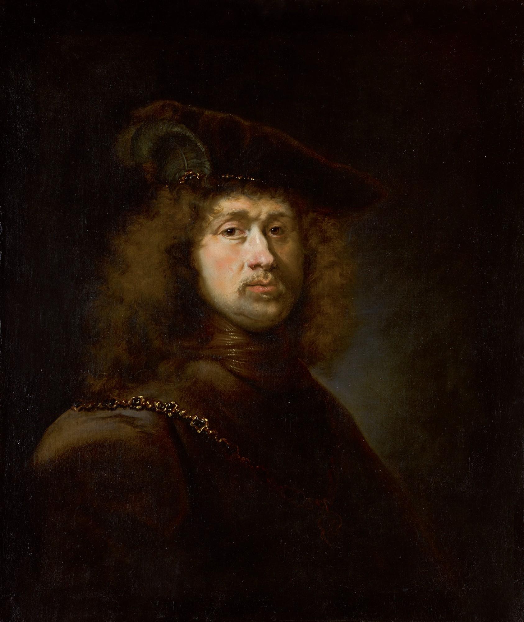 Johann Spilberg - Portrait Of A Gentleman, Bust-Length, Wearing A Feathered Beret