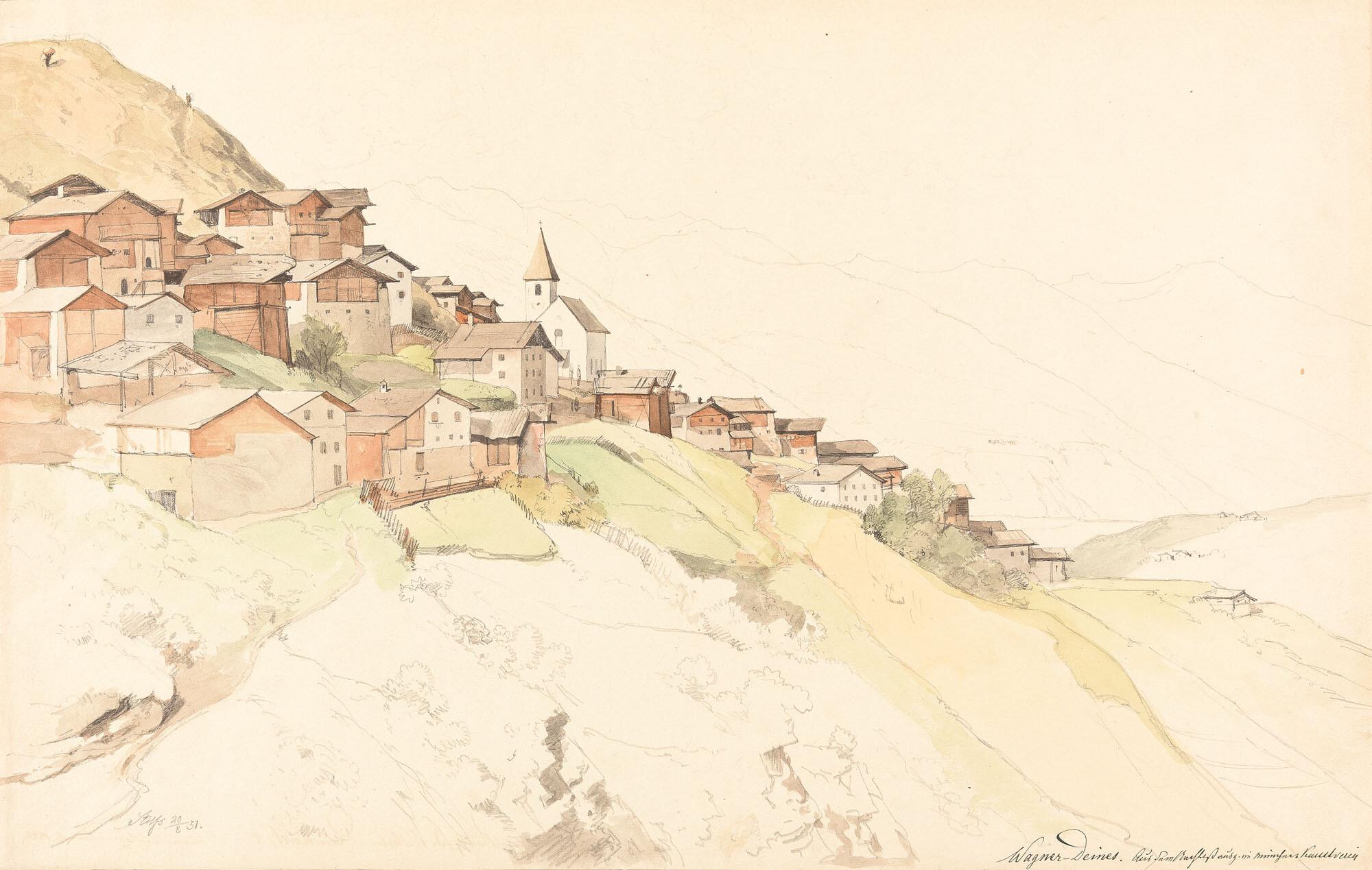 Johann Wagner-Deines - 2 Bll.: Blick auf Stilfs – Küstenszene.