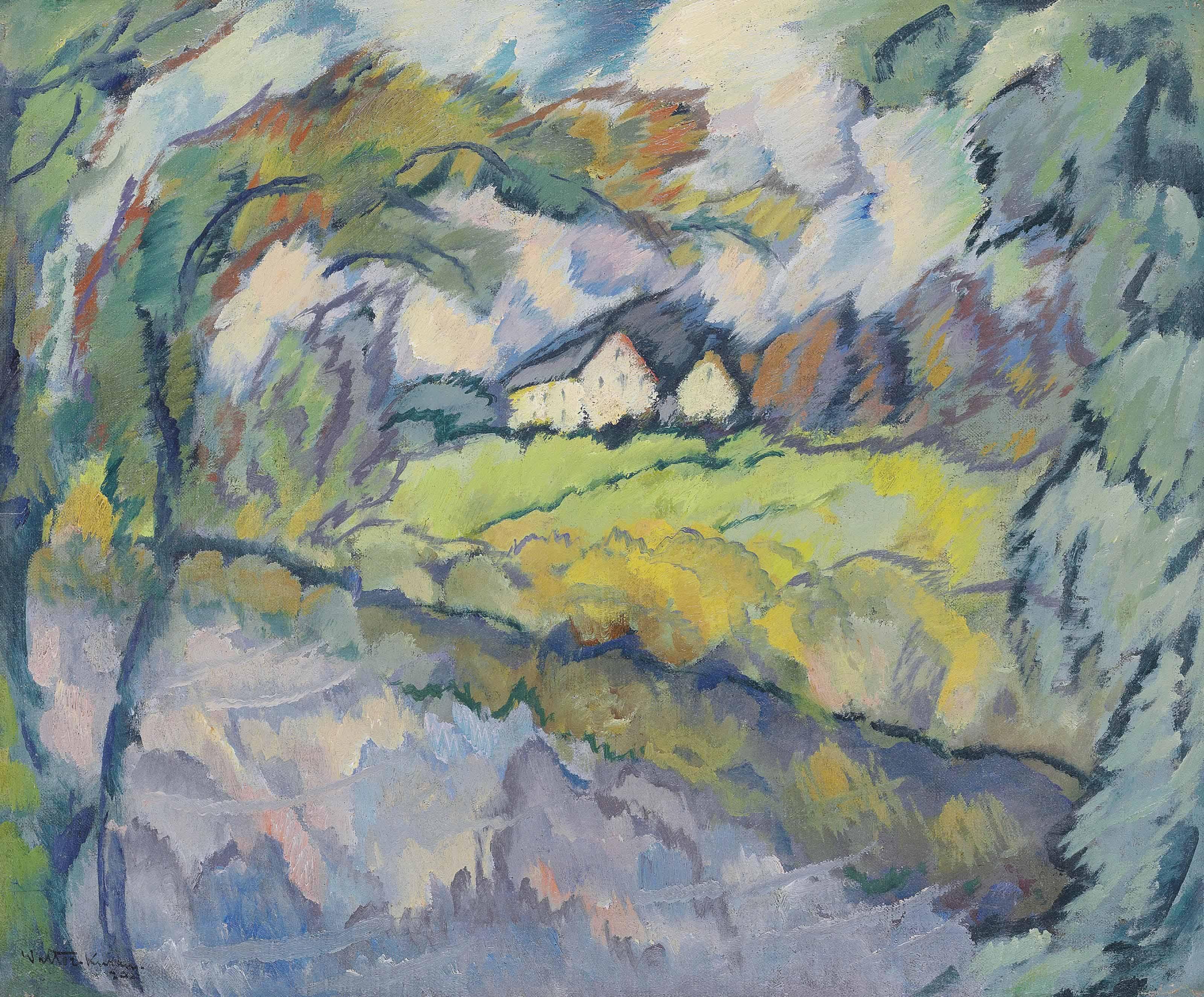 Johann Walter-Kurau - Cottage by the river