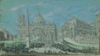 Johann Wilhelm Baur - Prozession vor dem Petersdom, Rom.