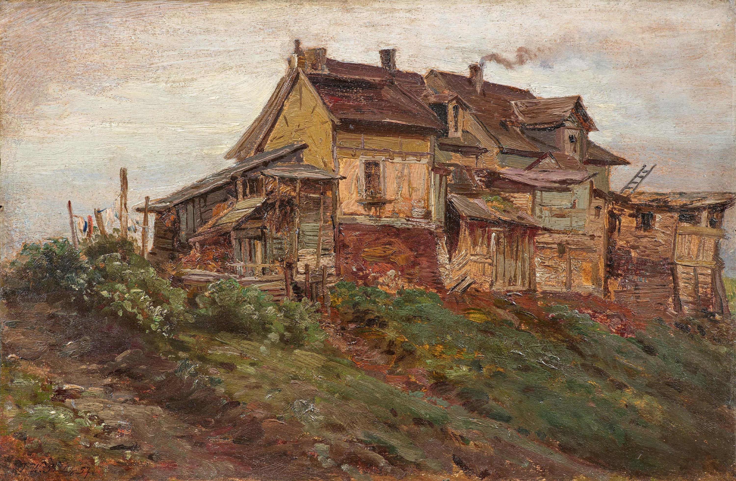 Johann Wilhelm Schirmer - Gehöft auf Anhöhe.