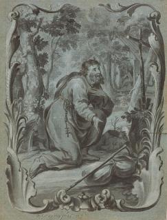 Johann Wolfgang Baumgartner - Der heilige Onuphrius in einer Rocaillearchitektur.