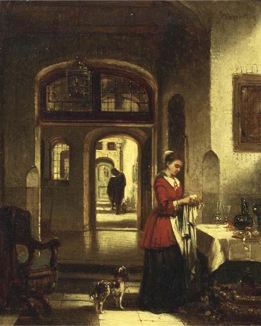 Johannes Anthonie Balthasar Stroebel - A girl laying the table