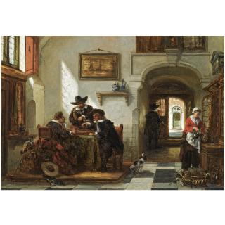 Johannes Anthonie Balthasar Stroebel - Dutch A Game Of \'Tric Trac\'