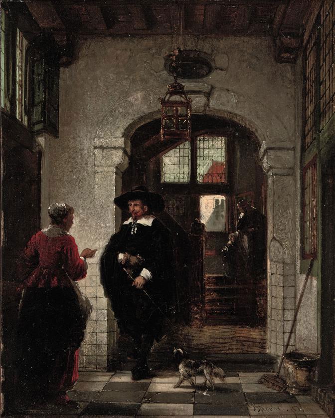 Johannes Anthonie Balthasar Stroebel - Figures in a 17th Century interior