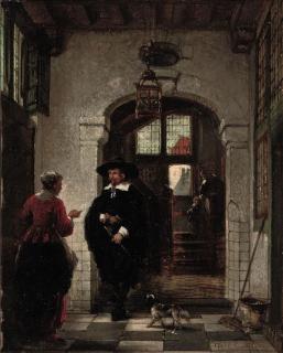 Johannes Anthonie Balthasar Stroebel - Figures in a 17th Century interior