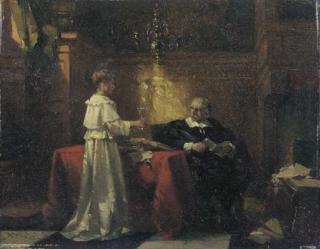 Johannes Anthonie Balthasar Stroebel - Offering a glass of wine - a study