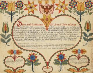 Johannes Bard - A FRAKTUR BIRTH CERTIFICATE FOR CATHARINA LEBO