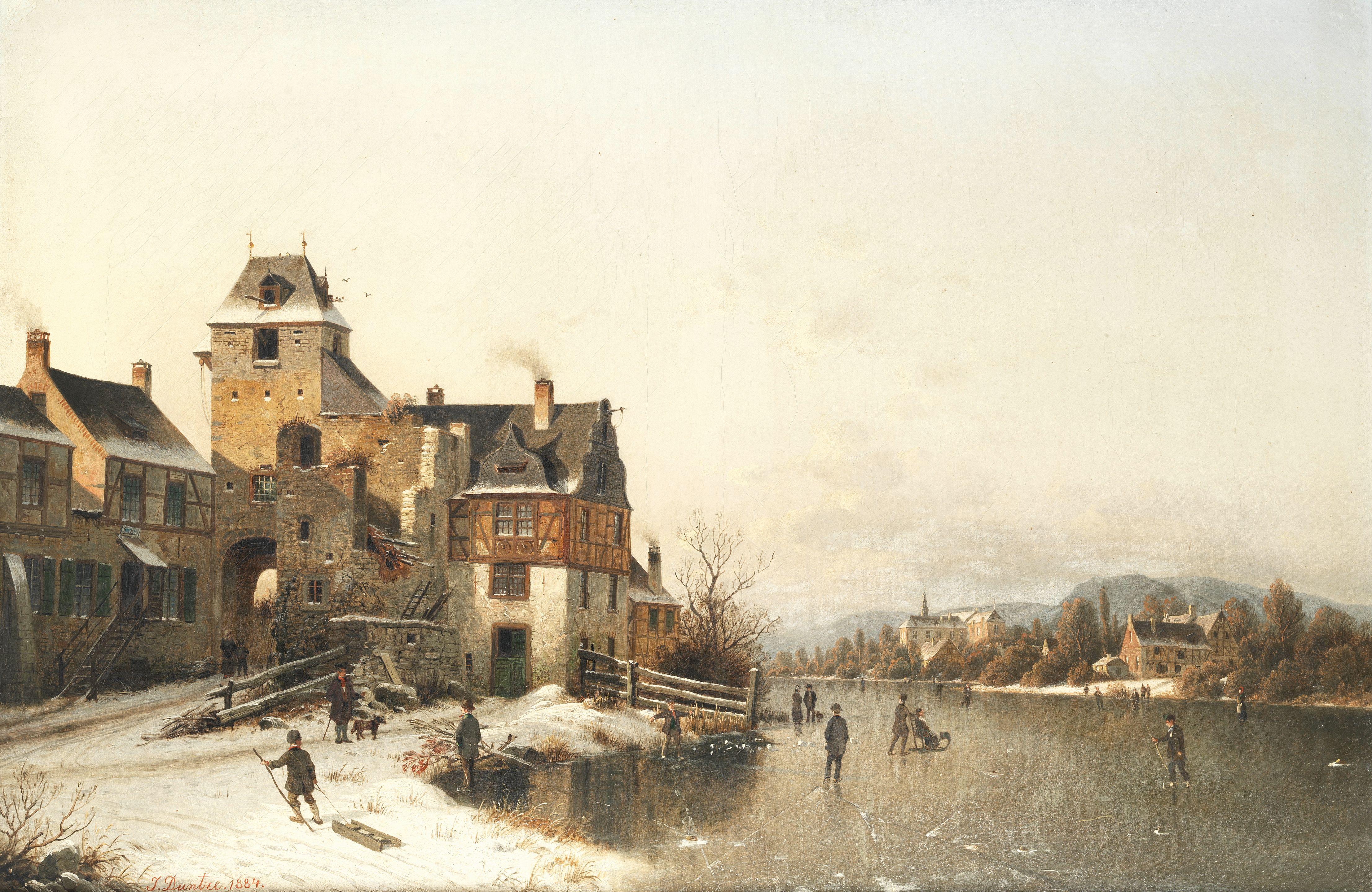 Johannes Bartholomäus Duntze - Figures skating into town