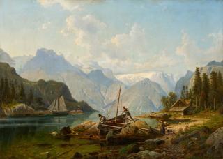 Johannes Bartholomäus Duntze - Fischer in einem norwegischen Fjord.