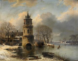 Johannes Bartholomäus Duntze - Wintertag am Kanal