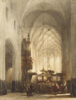 Johannes Bosboom - A service in the church of Hattem