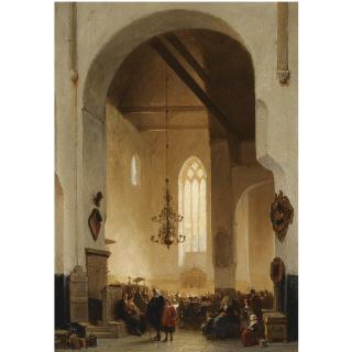 Johannes Bosboom - Dutch Figures At Mass In The Geertekerk, Utrecht