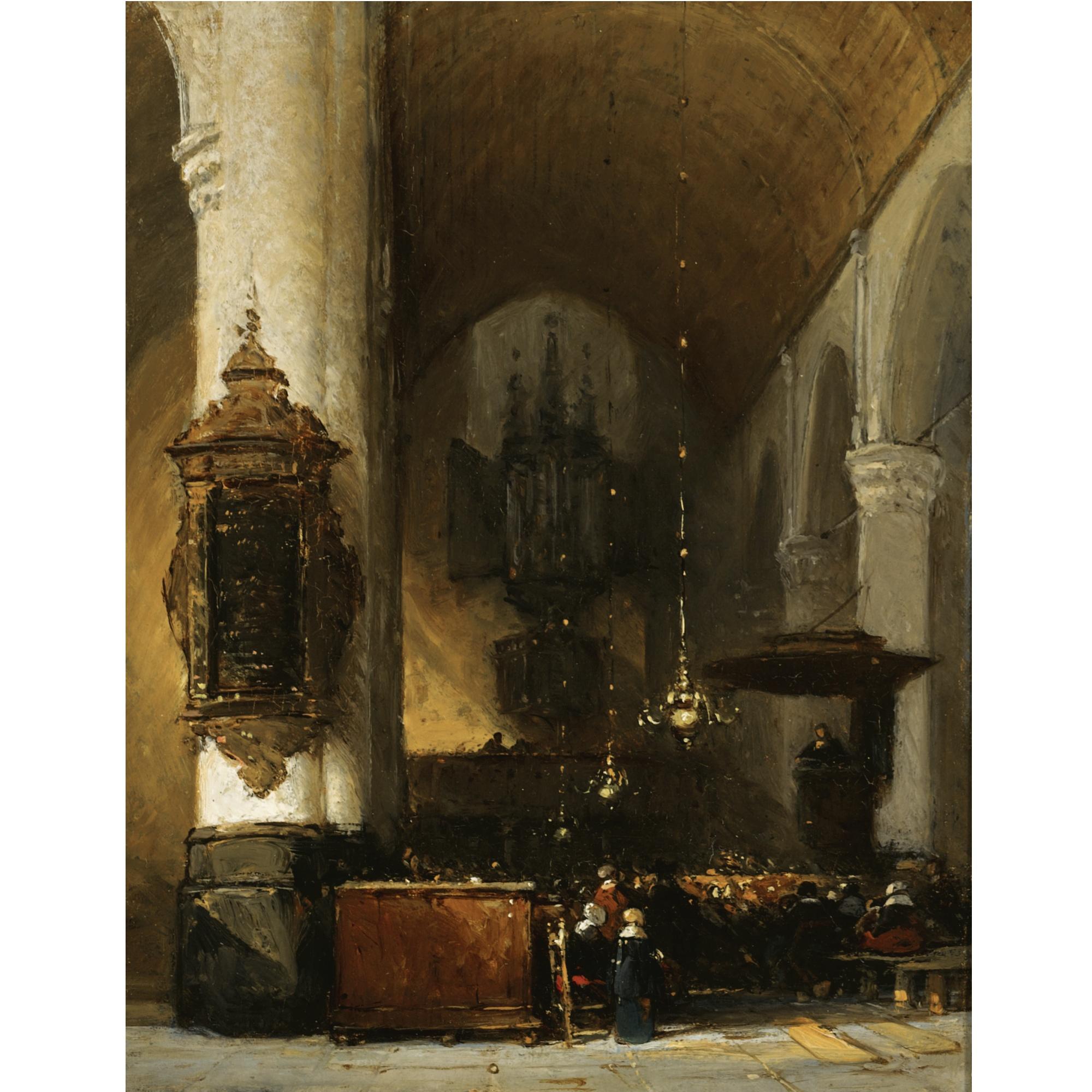 Johannes Bosboom - Dutch interior Of The Grote Kerk, Leiden