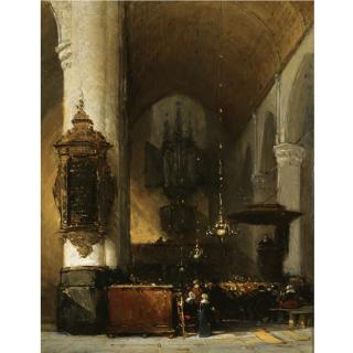Johannes Bosboom - Dutch interior Of The Grote Kerk, Leiden