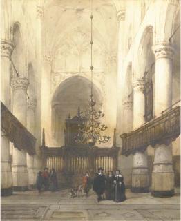 Johannes Bosboom - Figures in the Nieuwe Kerk, Delft