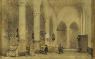 Johannes Bosboom - In de kerk te Edam: a church interior