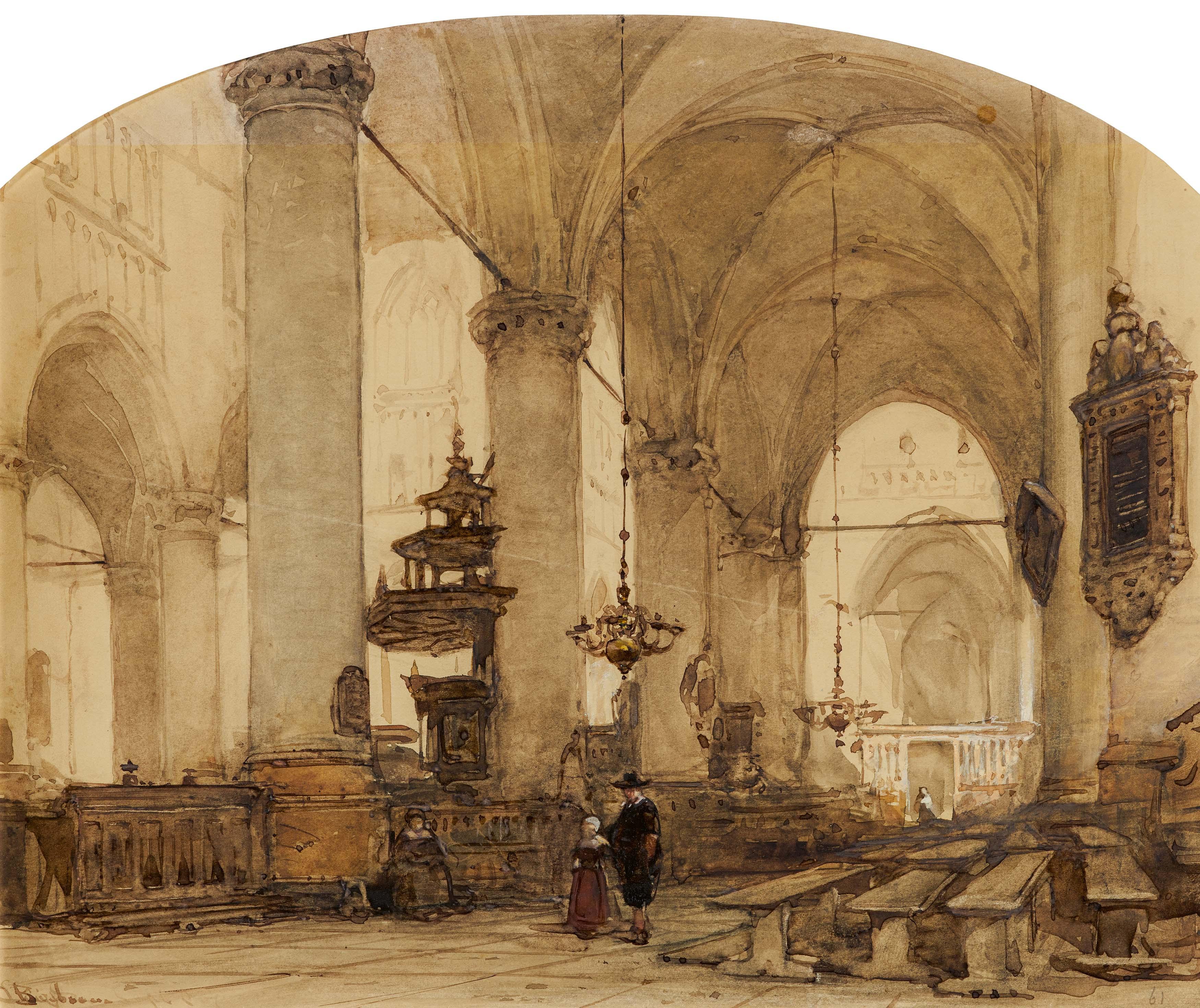 Johannes Bosboom - Interieur der Pieterskerk in Leiden.