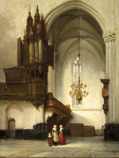 Johannes Bosboom - Interieur van de Nieuwe Kerk te Amsterdam met het Sweelinckorgel