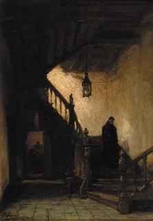 Johannes Bosboom - Kloostertrap te Boxmeer: a monk descending a staircase