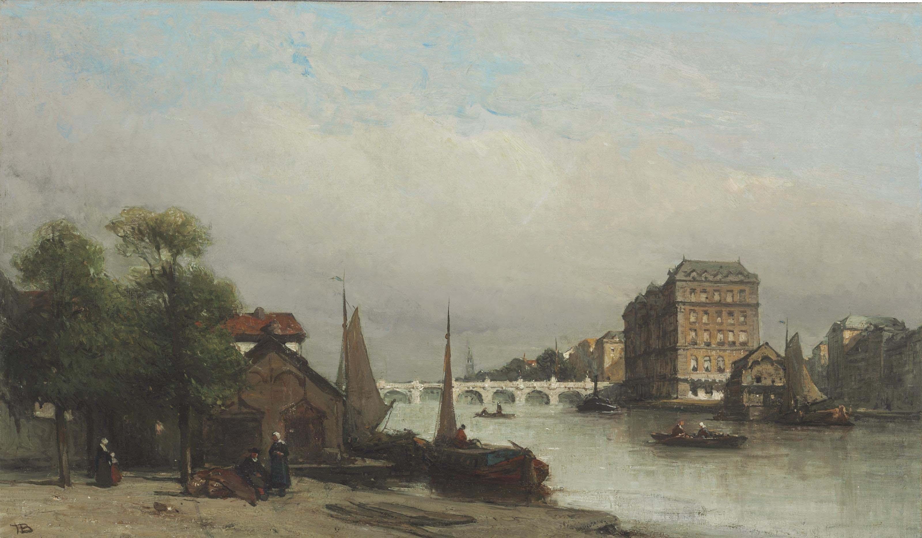 Johannes Bosboom - The Amstel River, Amsterdam