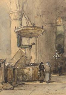 Johannes Bosboom - The pulpit, a church interior