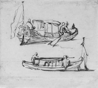 Johannes Bosboom - Two studies of historical yachts