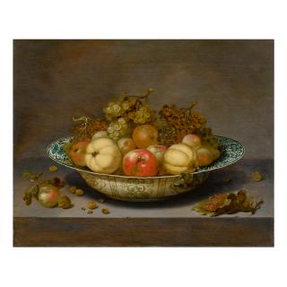 Johannes Bouman - Still Life Of Fruit In A Kraak Bowl, On A Ledge