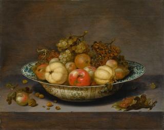 Johannes Bouman - Still Life Of Fruit In A Kraak Bowl, On A Ledge