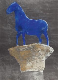 Johannes Brus - Blaues Pferd auf goldenem Kapitell