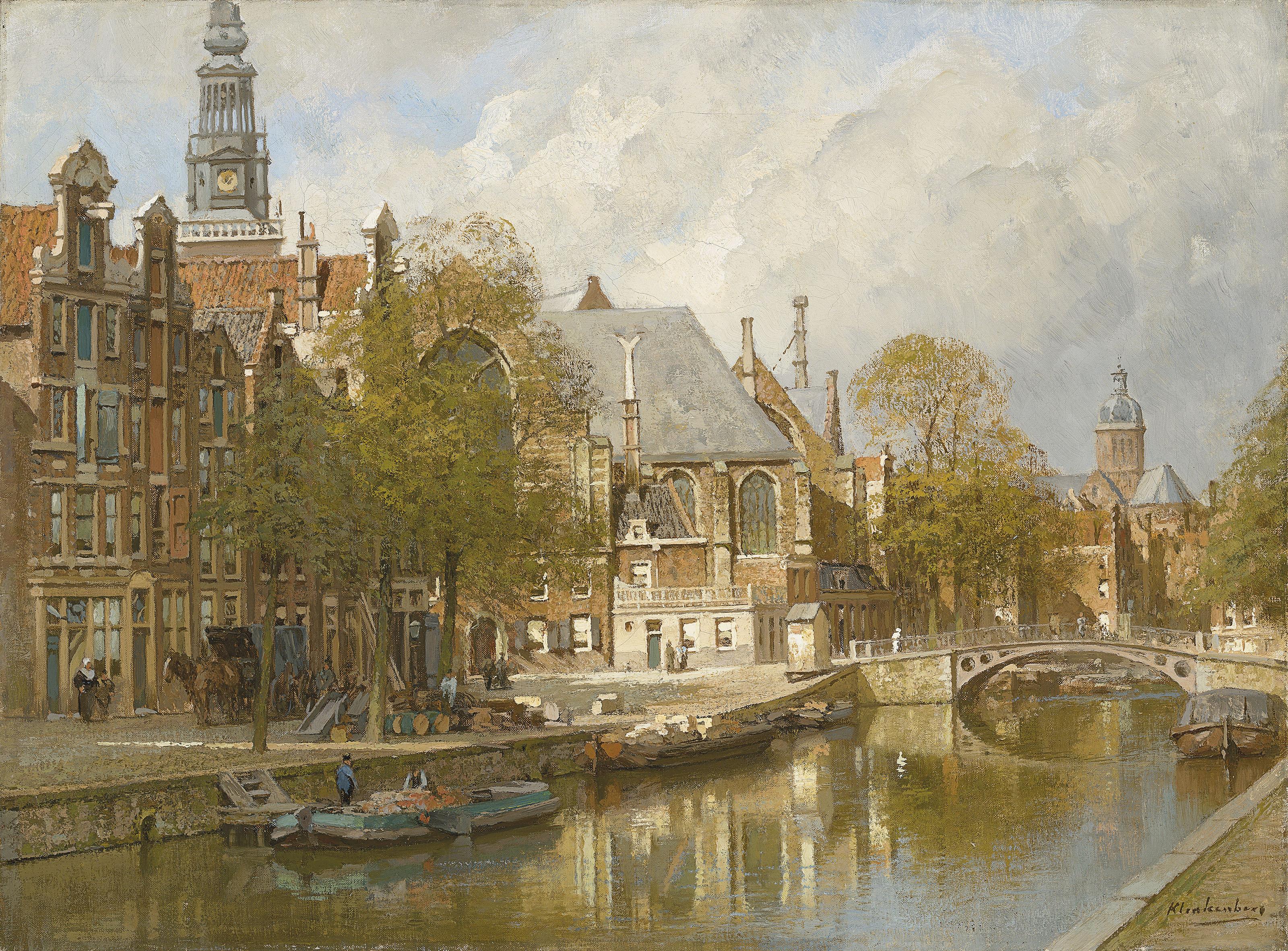 Johannes Christiaan Karel Klinkenberg - A view of the Oudezijds Voorburgwal with the Oude Kerk and the St. Nicolaaskerk, Amsterdam