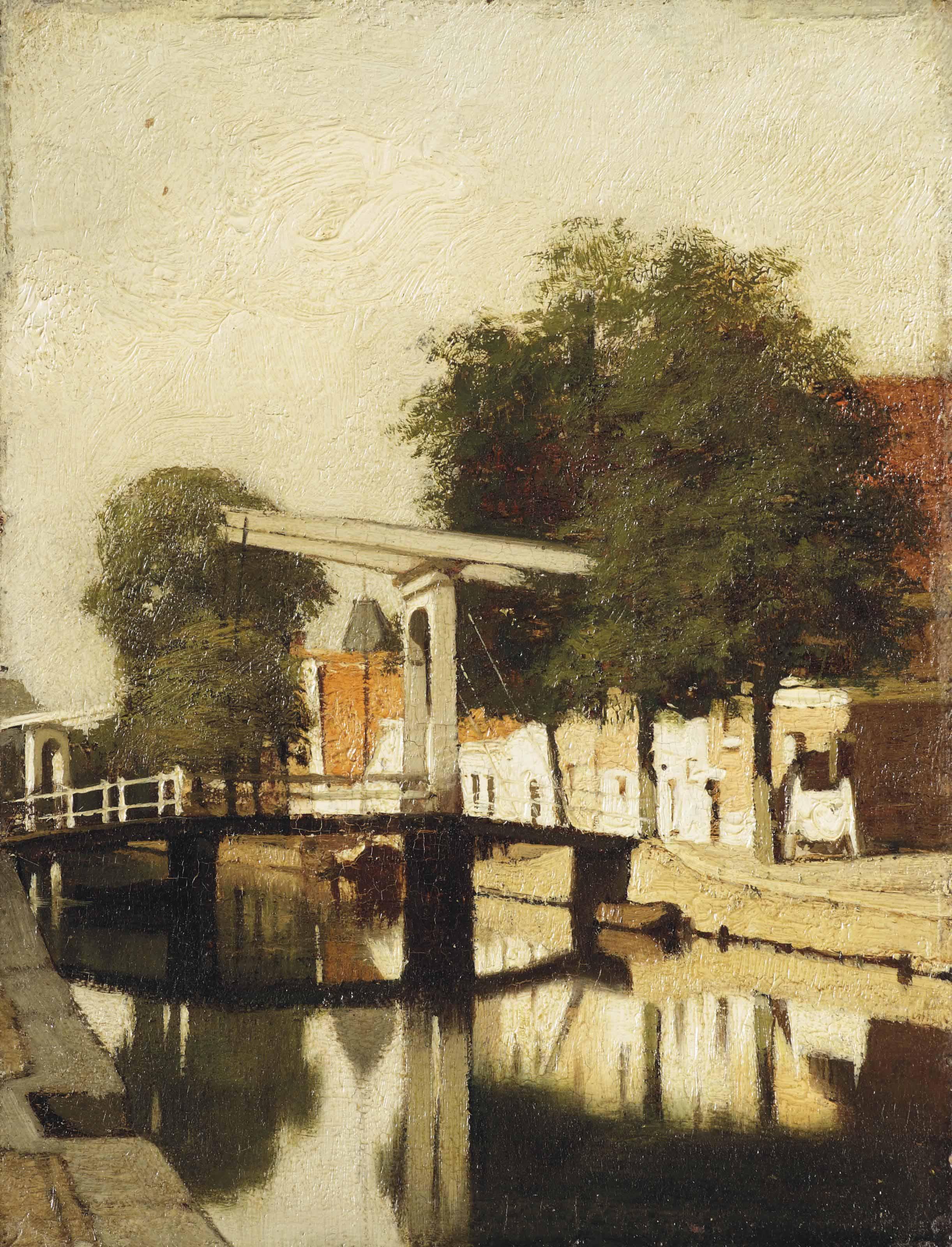 Johannes Christiaan Karel Klinkenberg - De Burgwal met de Hagebrug te Haarlem