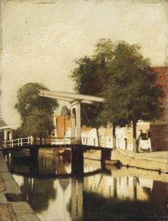 Johannes Christiaan Karel Klinkenberg - De Burgwal met de Hagebrug te Haarlem