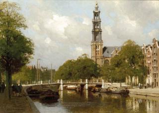 Johannes Christiaan Karel Klinkenberg - The Westertoren on the Prinsengracht, Amsterdam
