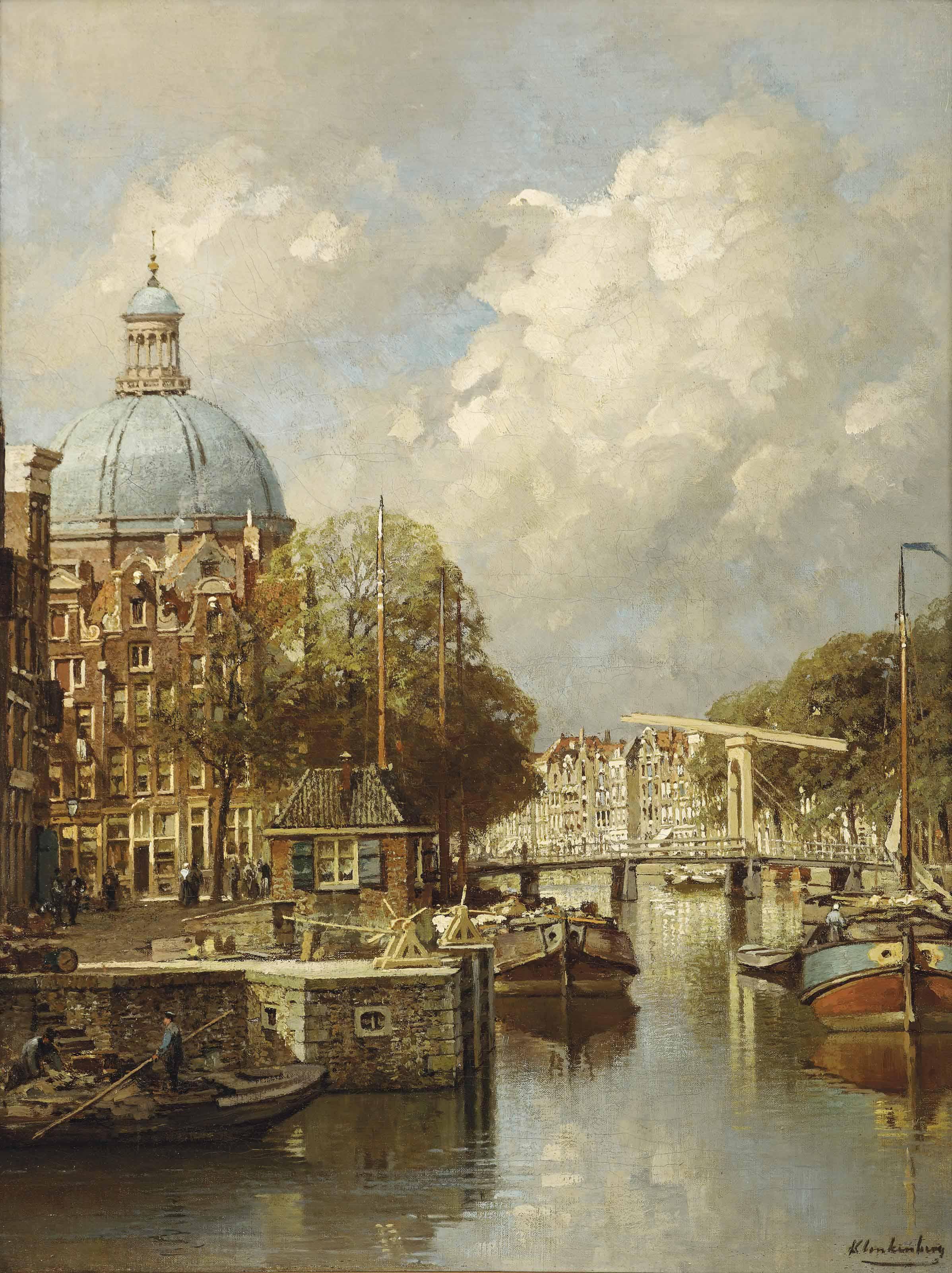 Johannes Christiaan Karel Klinkenberg - View of the Singel with the Lutheran church, Amsterdam