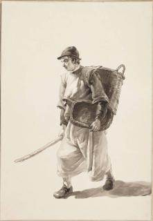 Johannes Christiaan Schotel - A Fisherman Carrying Two Baskets